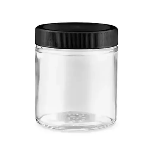 Próca Stórála Gloine Soiléir 4oz le clúdach scriú dubh